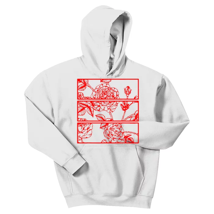 Red Roses Aesthetic Grunge Soft Goth Kids Hoodie