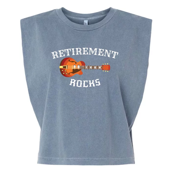 Retirement Rocks Acoustic Guitar Old Rockers Gift Garment-Dyed Women's Muscle Tee