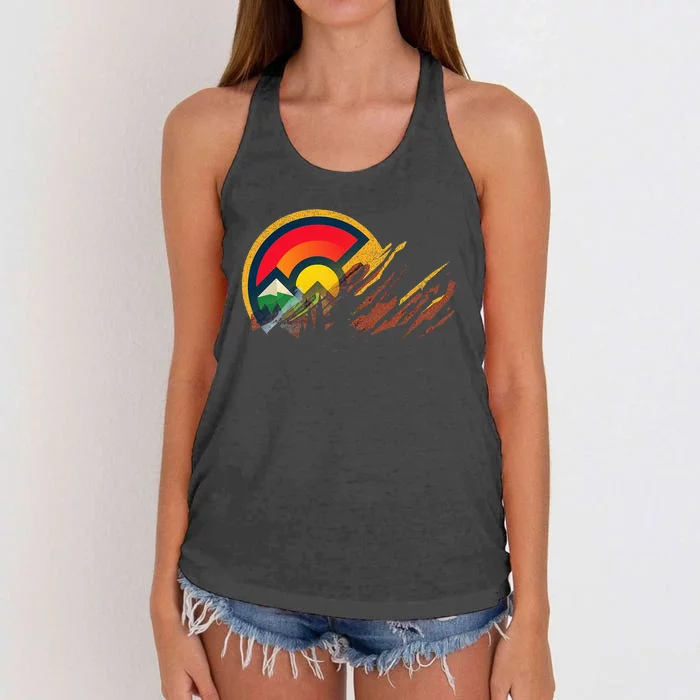 Red Rocks Amphitheater Colorado State Flag Women's Knotted Racerback Tank