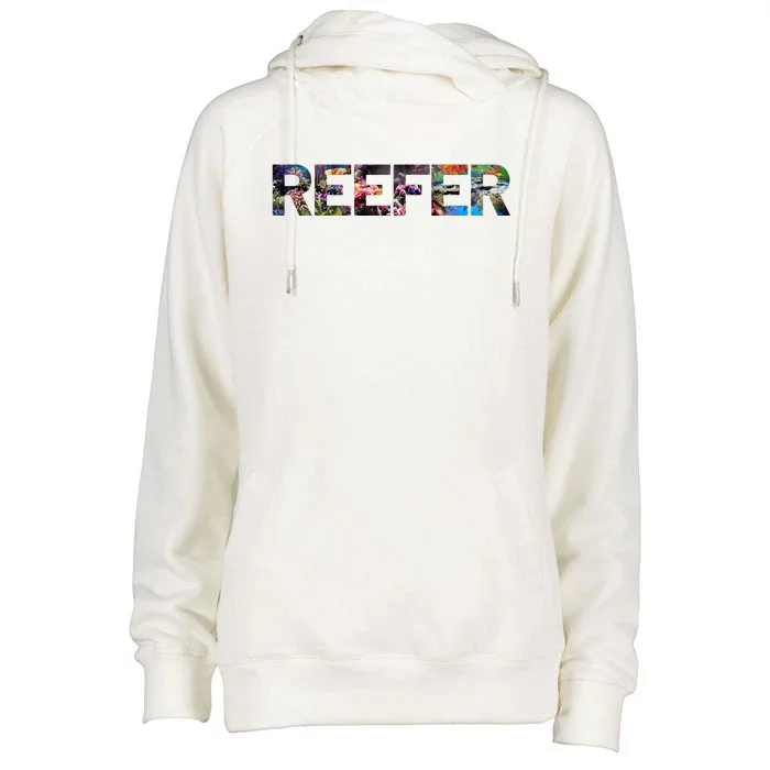 Reefer Reef Aquarium Coral Fish Tank Aquarist Womens Funnel Neck Pullover Hood