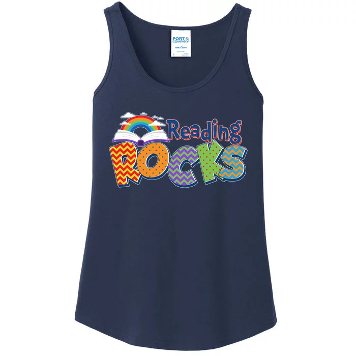 Reading Rocks Book Lover Reading Fan Ladies Essential Tank