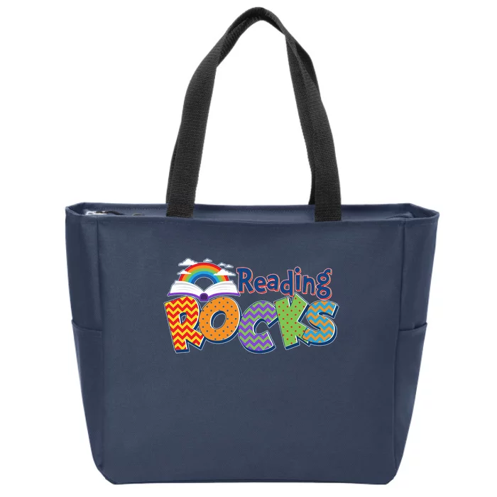 Reading Rocks Book Lover Reading Fan Zip Tote Bag