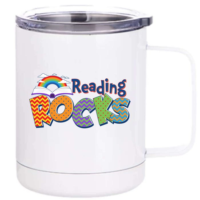 Reading Rocks Book Lover Reading Fan Front & Back 12oz Stainless Steel Tumbler Cup