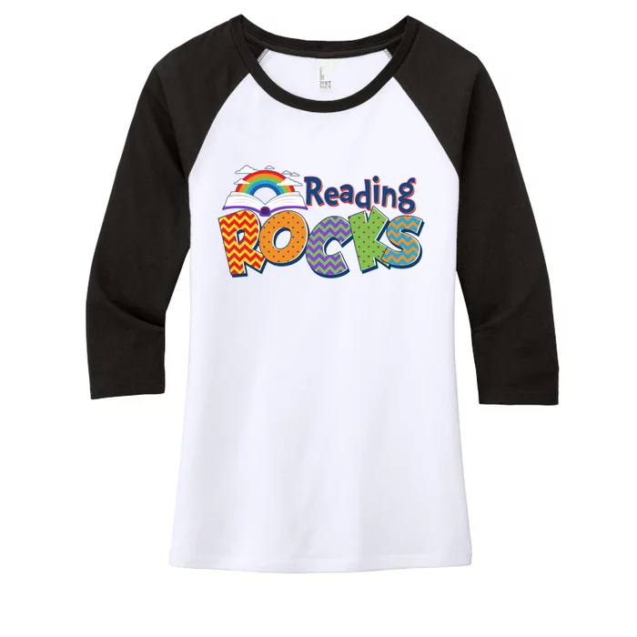 Reading Rocks Book Lover Reading Fan Women's Tri-Blend 3/4-Sleeve Raglan Shirt