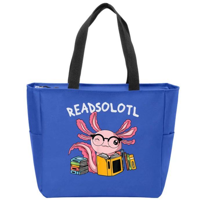 Readsolotl Read Books Lover Axolotl Zip Tote Bag