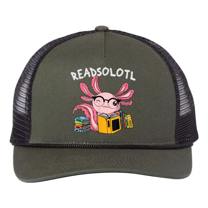 Readsolotl Read Books Lover Axolotl Retro Rope Trucker Hat Cap