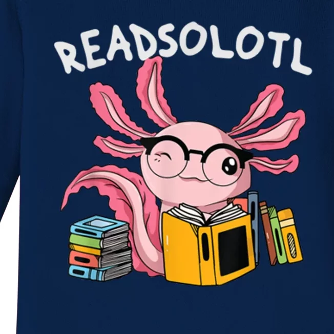 Readsolotl Read Books Lover Axolotl Baby Long Sleeve Bodysuit