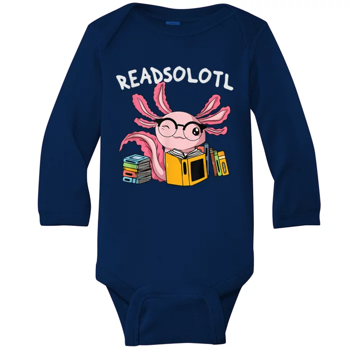 Readsolotl Read Books Lover Axolotl Baby Long Sleeve Bodysuit