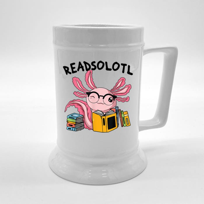 Readsolotl Read Books Lover Axolotl Front & Back Beer Stein