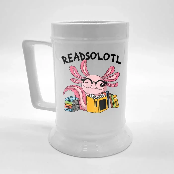 Readsolotl Read Books Lover Axolotl Front & Back Beer Stein