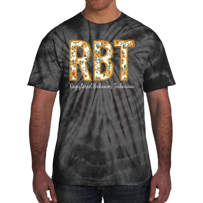 Rbt Registered Behavior Technician Fall Floral Thanksgiving Tie-Dye T-Shirt