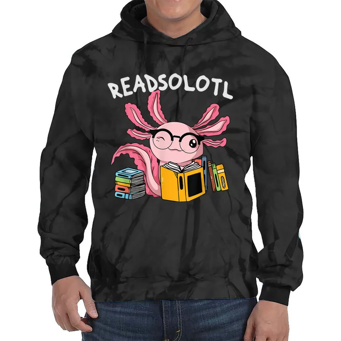 Readsolotl Read Book Axolotl Funny Reading Fish Books Lizard Tie Dye Hoodie