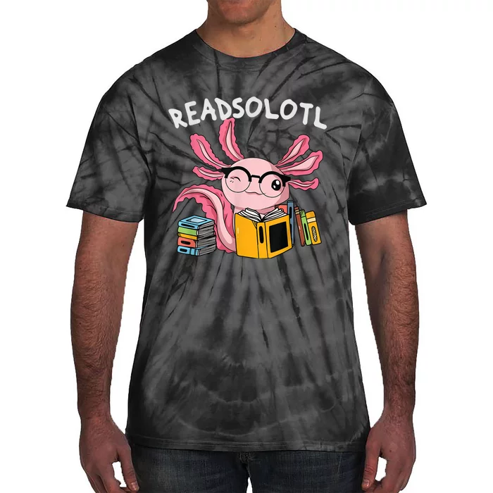 Readsolotl Read Book Axolotl Funny Reading Fish Books Lizard Tie-Dye T-Shirt