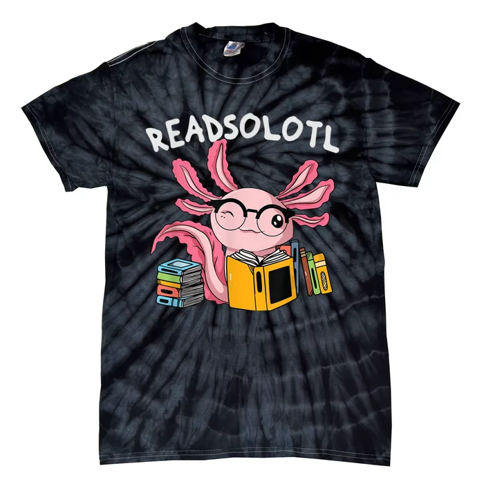 Readsolotl Read Book Axolotl Funny Reading Fish Books Lizard Tie-Dye T-Shirt