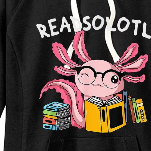 readsolotl read book axolotl reading fish books lizard Women's Fleece Hoodie