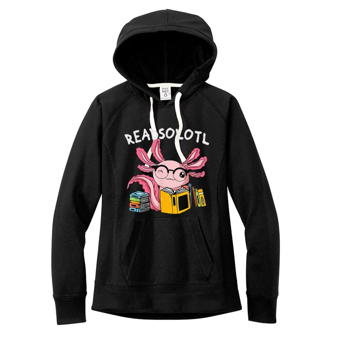 readsolotl read book axolotl reading fish books lizard Women's Fleece Hoodie