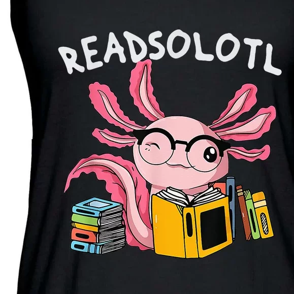 readsolotl read book axolotl reading fish books lizard Ladies Essential Flowy Tank