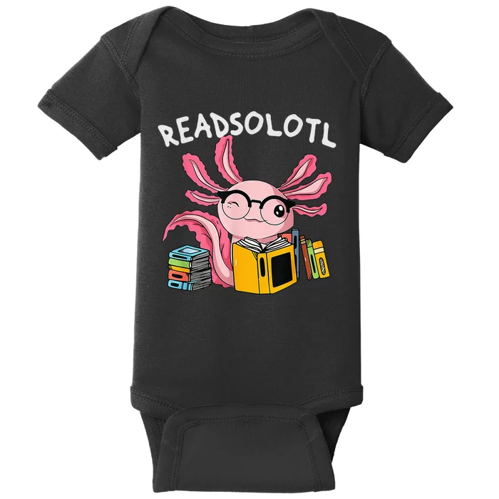 readsolotl read book axolotl reading fish books lizard Baby Bodysuit