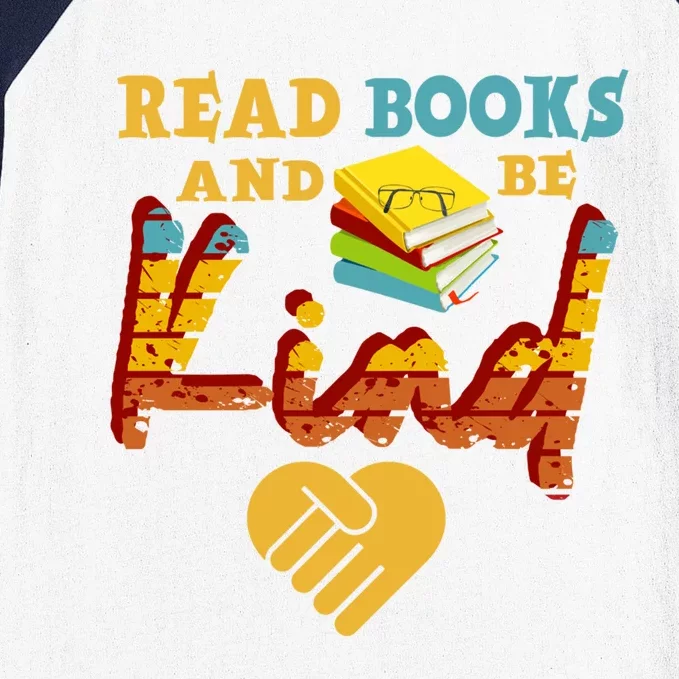 Retro Read Books And Be Kind Reading Lovers Bookish Bookworm Gift Baseball Sleeve Shirt