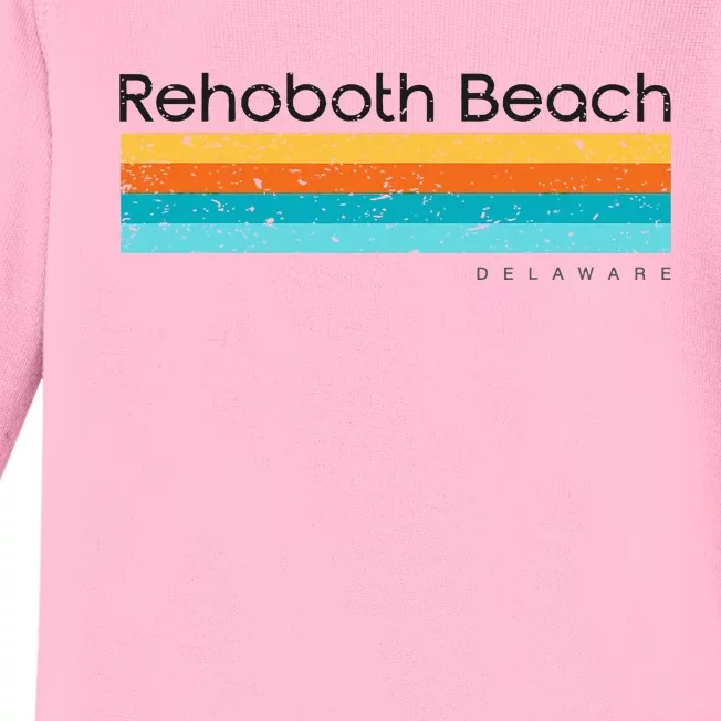 Retro Rehoboth Beach Delaware De Baby Long Sleeve Bodysuit