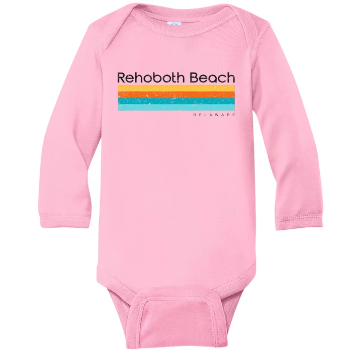 Retro Rehoboth Beach Delaware De Baby Long Sleeve Bodysuit