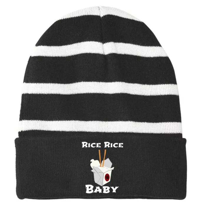 Rice Rice Baby! Funny Cool Chinese Asian Food Striped Beanie with Solid Band