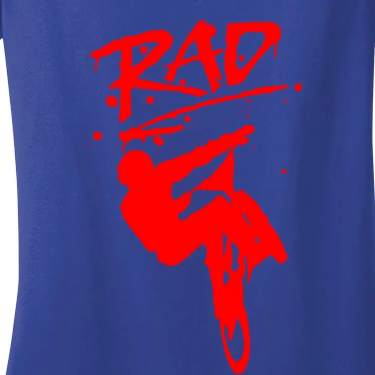 Rad Radical Bmx Bike Redesign Graffiti Gnarly Retro Awesome Meaningful Gift Women's V-Neck T-Shirt