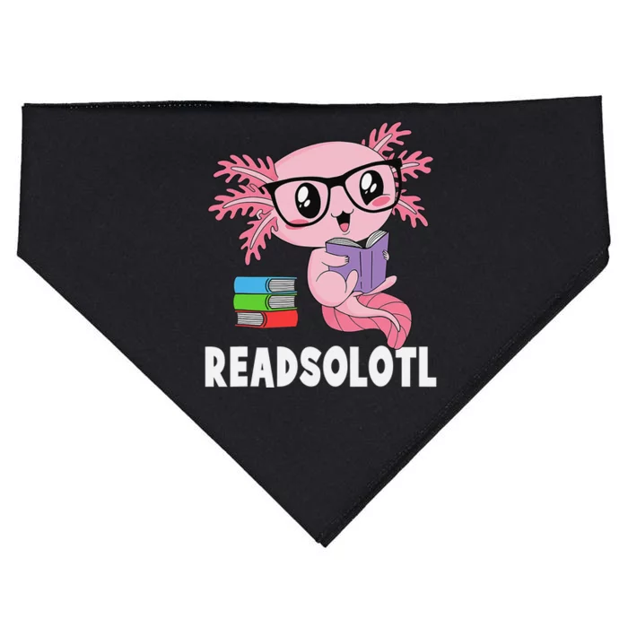 Readsolotl Read Book Funny Kawaii Pink Axolotl Reading Books USA-Made Doggie Bandana