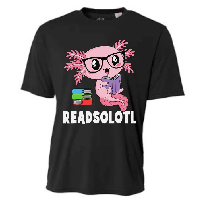 Readsolotl Read Book Funny Kawaii Pink Axolotl Reading Books Cooling Performance Crew T-Shirt