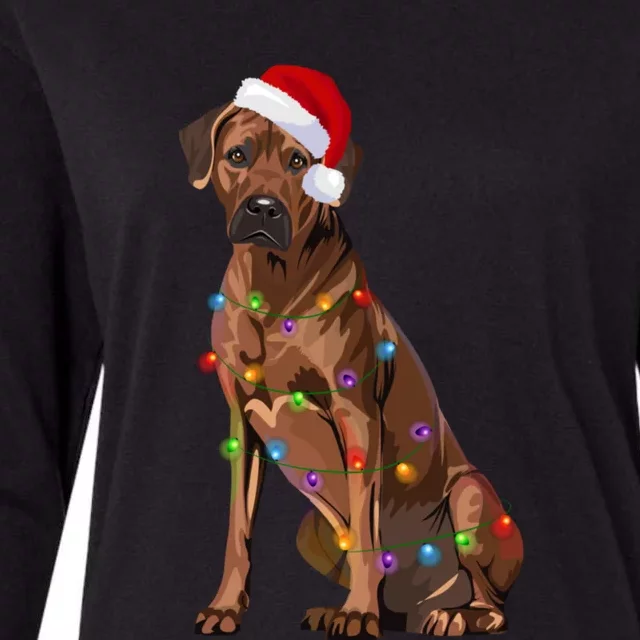 Rhodesian Ridgeback Christmas Lights Xmas Dog Lover Womens Cotton Relaxed Long Sleeve T-Shirt