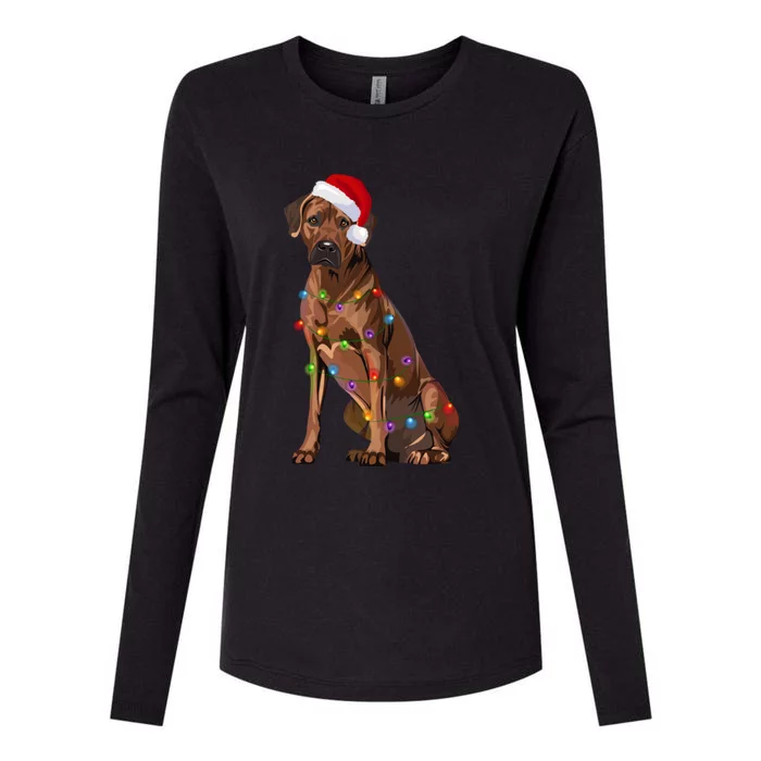 Rhodesian Ridgeback Christmas Lights Xmas Dog Lover Womens Cotton Relaxed Long Sleeve T-Shirt