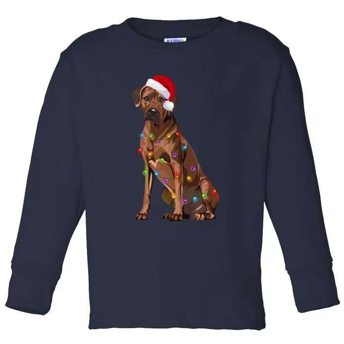 Rhodesian Ridgeback Christmas Lights Xmas Dog Lover Toddler Long Sleeve Shirt