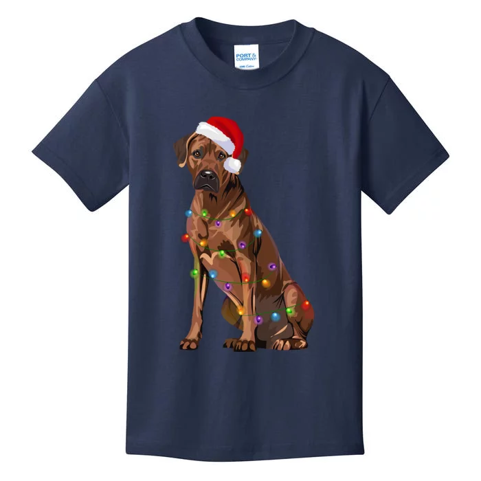 Rhodesian Ridgeback Christmas Lights Xmas Dog Lover Kids T-Shirt