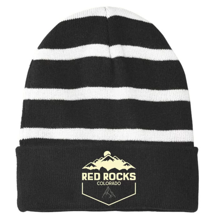 Red Rocks Colorado Beautiful Rocky Mountains Striped Beanie with Solid Band