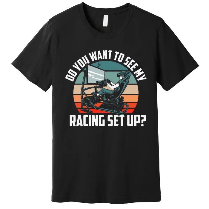 Retro Race Car Racer Simulation Gaming Vintage Sim Racing Premium T-Shirt