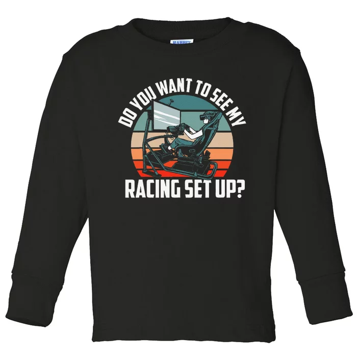 Retro Race Car Racer Simulation Gaming Vintage Sim Racing Toddler Long Sleeve Shirt