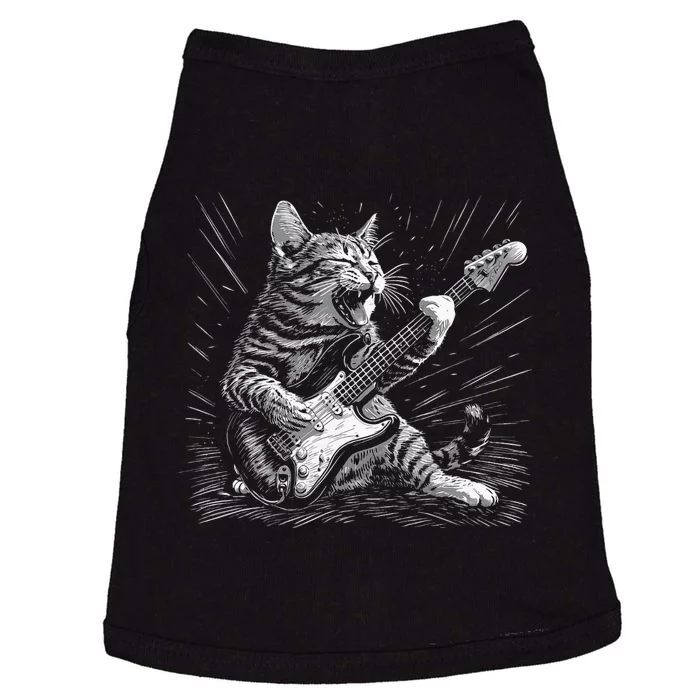 Rock & Roll Cat Playing Guitar Funny Cats Guitarist Music Doggie Tank