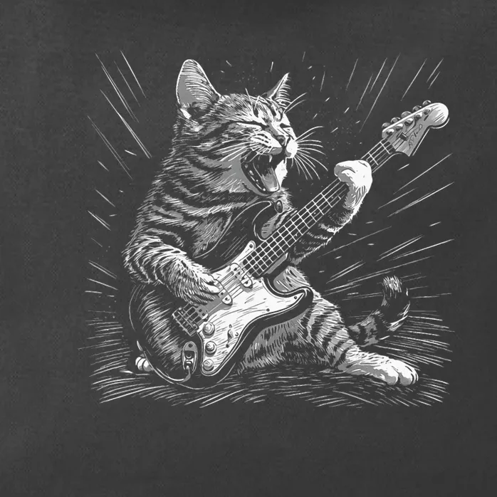 Rock & Roll Cat Playing Guitar Funny Cats Guitarist Music Zip Tote Bag