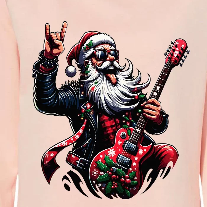 Rock & Roll Christmas Santa Claus Guitar Player Womens California Wash Sweatshirt