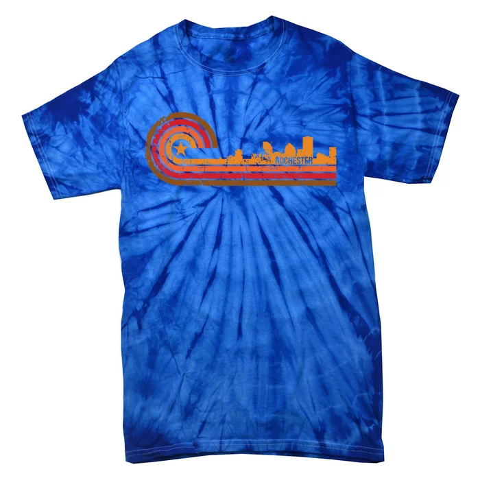 Retro Rochester Cityscape Gift Rochester Ny Skyline Gift Tie-Dye T-Shirt