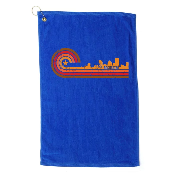 Retro Rochester Cityscape Gift Rochester Ny Skyline Gift Platinum Collection Golf Towel