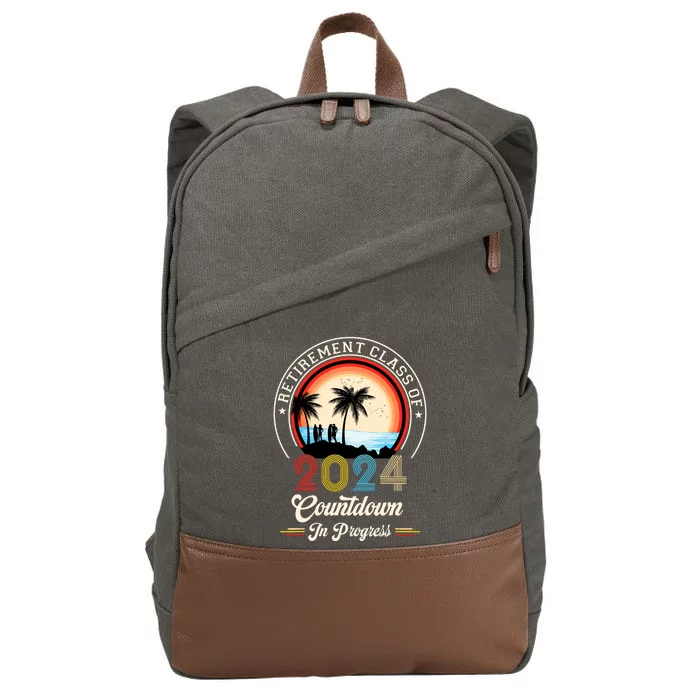 Retro Retirement Class Of 2024 Countdown In Progress Teacher Cotton Canvas Backpack