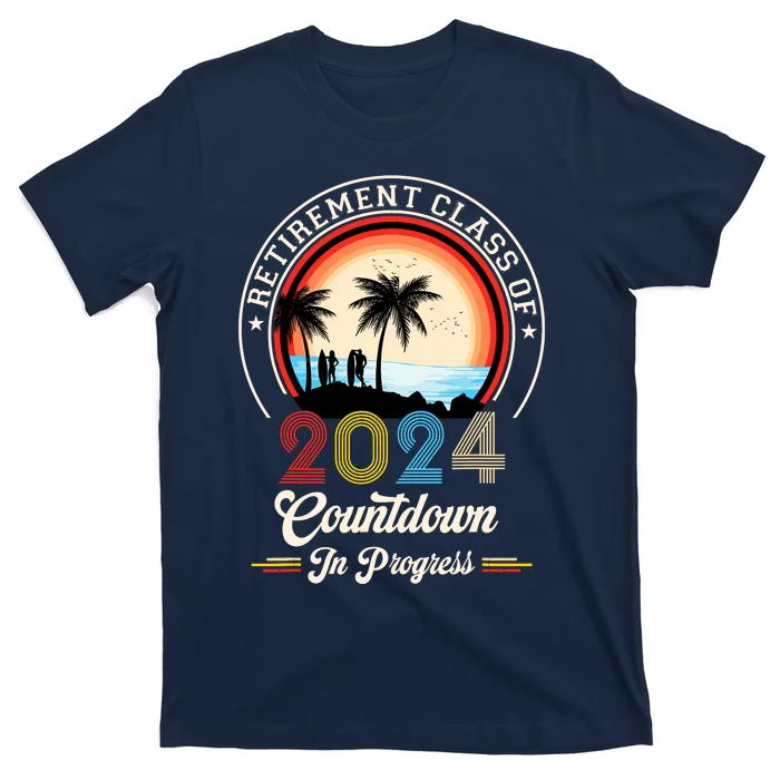 Retro Retirement Class Of 2024 Countdown In Progress Teacher T-Shirt