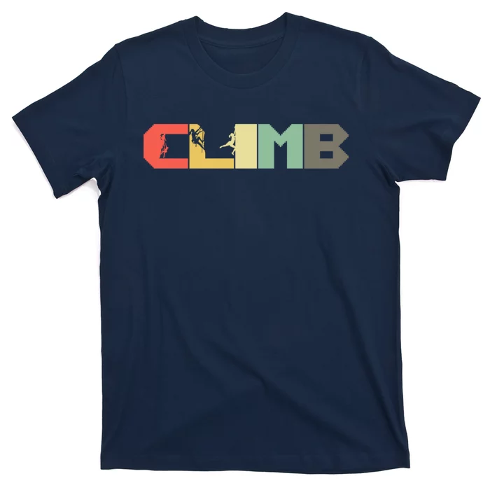 Retro Rock Climbing - Vintage Mountaineer Climb Climber T-Shirt