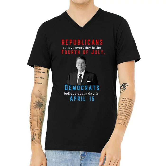 Ronald Reagan Conservative V-Neck T-Shirt