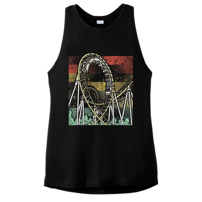 Retro Roller Coaster Ladies Tri-Blend Wicking Tank