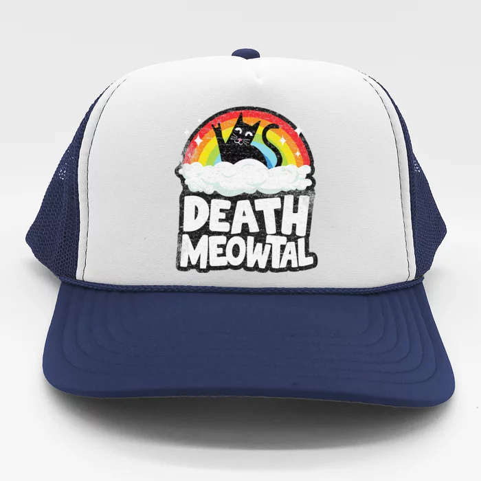 Retro Rainbow Cats Funny Death Metal Death Meowtal Cat Trucker Hat