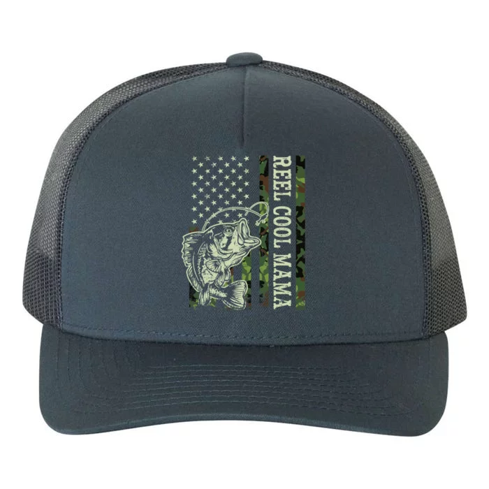 Retro Reel Cool Mama Camouflage Usa Flag Fishing Gift Yupoong Adult 5-Panel Trucker Hat