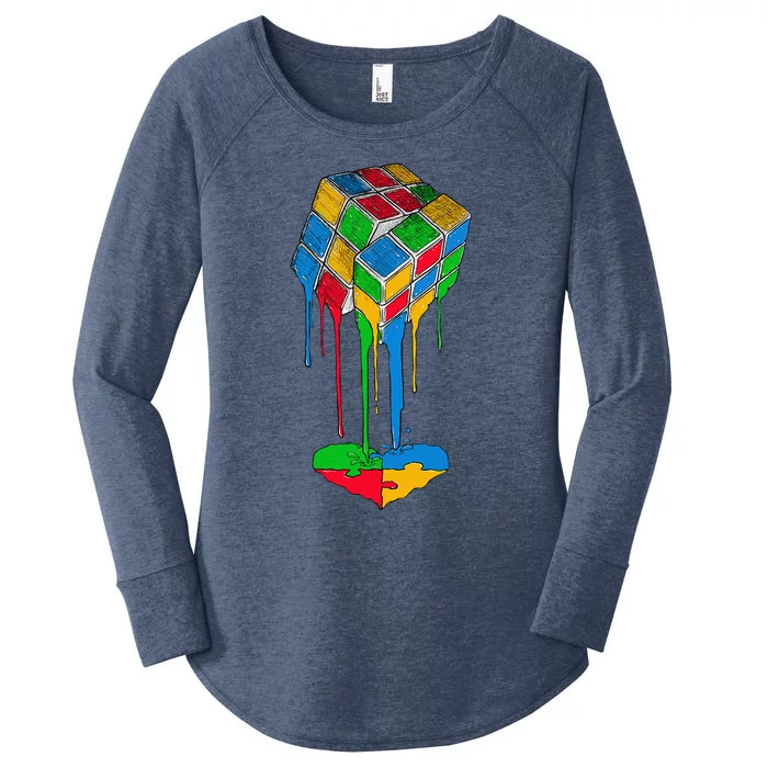 Rubiks Rubick's Cube Heart Puzzle Cool Autism Awarenesss Women's Perfect Tri Tunic Long Sleeve Shirt