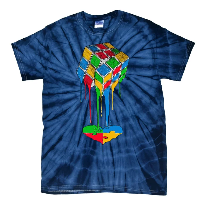 Rubiks Rubick's Cube Heart Puzzle Cool Autism Awarenesss Tie-Dye T-Shirt